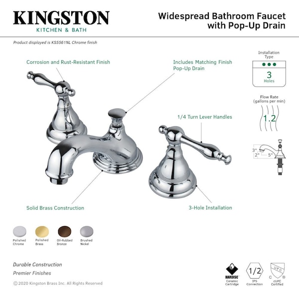 KS5568NL 8 Widespread Bathroom Faucet, Brushed Nickel